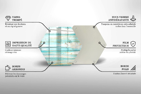 Skärbräda glas sexhörning Vintage träskivor