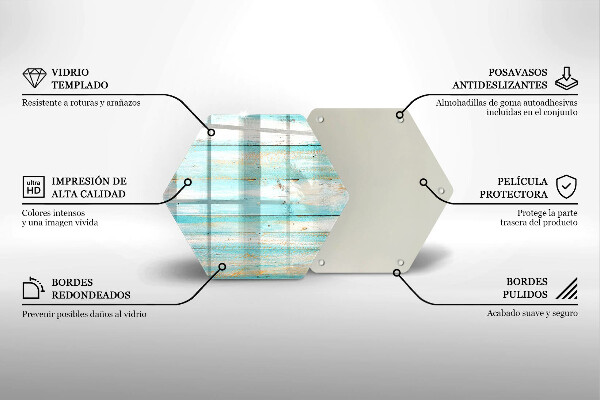 Skärbräda glas sexhörning Vintage träskivor