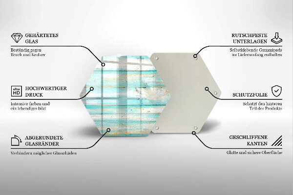 Skärbräda glas sexhörning Vintage träskivor