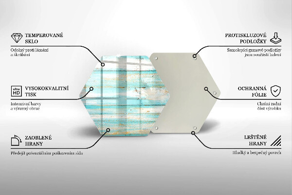 Skärbräda glas sexhörning Vintage träskivor