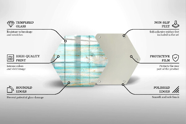 Skärbräda glas sexhörning Vintage träskivor