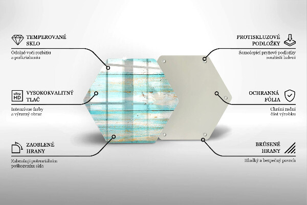 Skärbräda glas sexhörning Vintage träskivor