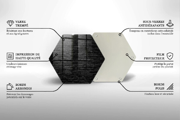 Skärbräda glas sexhörning Vägg tegelvägg