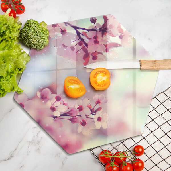 Skärbräda glas sexhörning Naturen äppelblommor