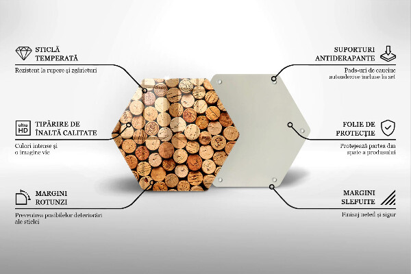 Skärbräda glas sexhörning Vinkorkar mönster