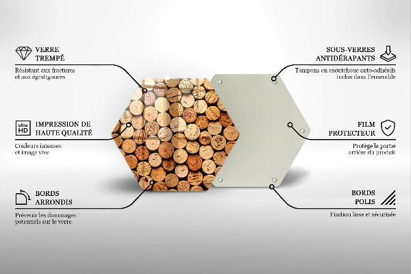 Skärbräda glas sexhörning Vinkorkar mönster