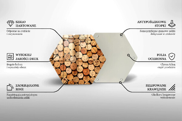 Skärbräda glas sexhörning Vinkorkar mönster