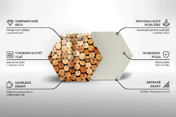 Skärbräda glas sexhörning Vinkorkar mönster