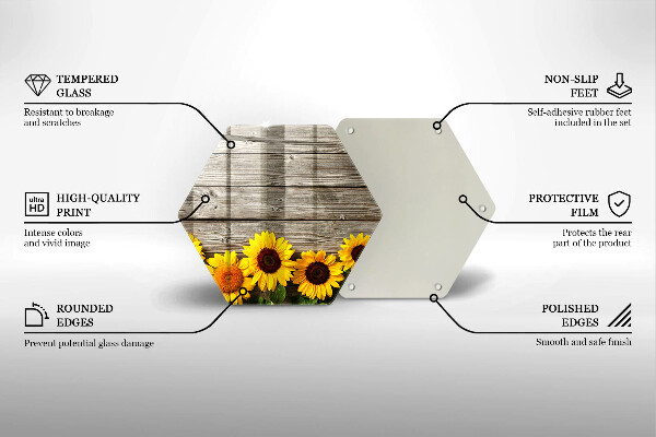 Skärbräda glas sexhörning Solrosor på brädor