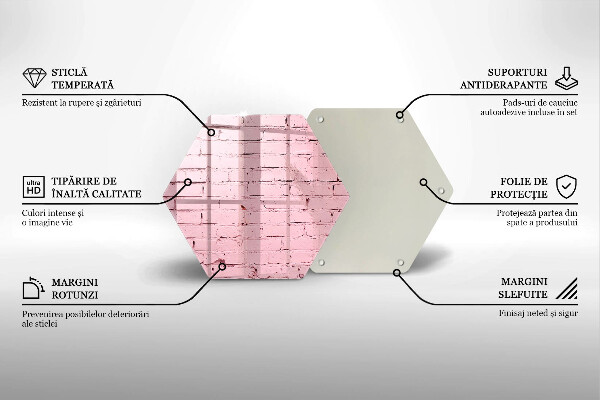Skärbräda glas sexhörning Pastell tegelvägg