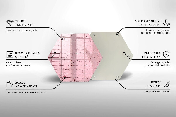 Skärbräda glas sexhörning Pastell tegelvägg