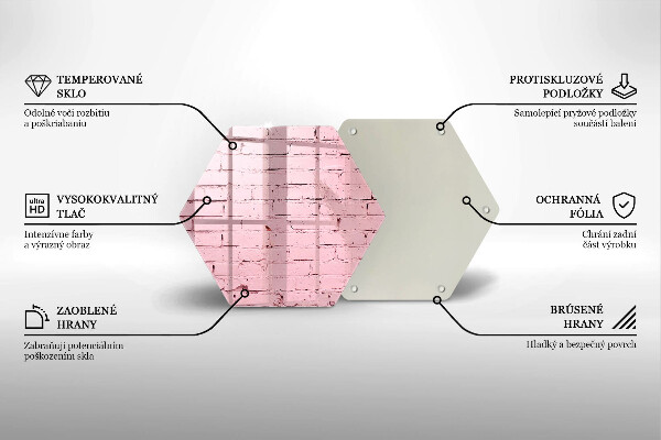 Skärbräda glas sexhörning Pastell tegelvägg