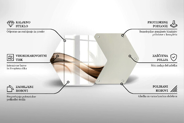 Skärbräda glas sexhörning Abstrakta bruna linjer