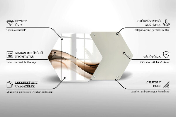 Skärbräda glas sexhörning Abstrakta bruna linjer