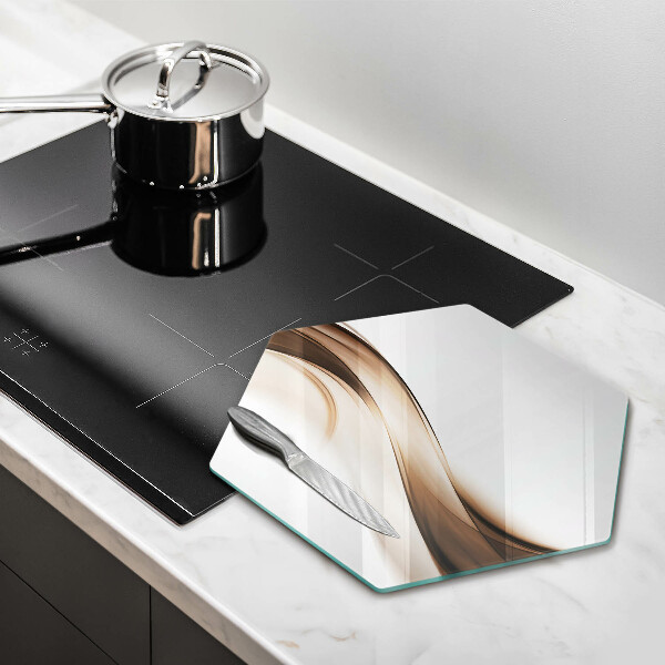 Skärbräda glas sexhörning Abstrakta bruna linjer