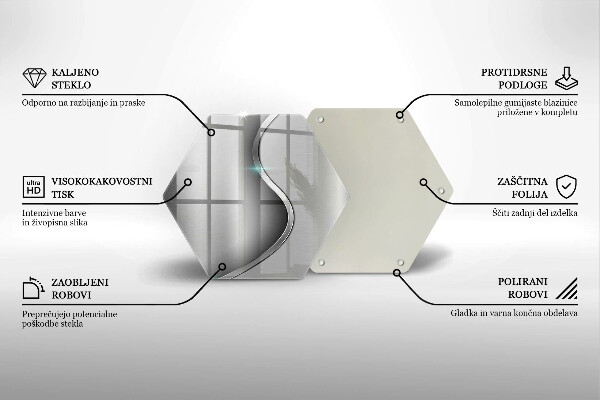 Skärbräda glas sexhörning Abstrakt silvermetall
