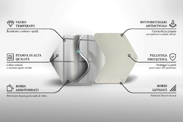Skärbräda glas sexhörning Abstrakt silvermetall
