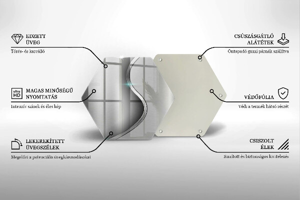 Skärbräda glas sexhörning Abstrakt silvermetall