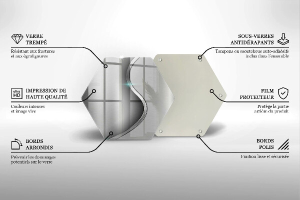 Skärbräda glas sexhörning Abstrakt silvermetall