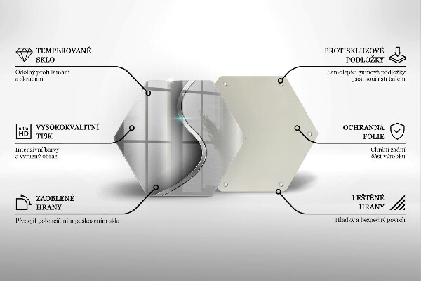 Skärbräda glas sexhörning Abstrakt silvermetall