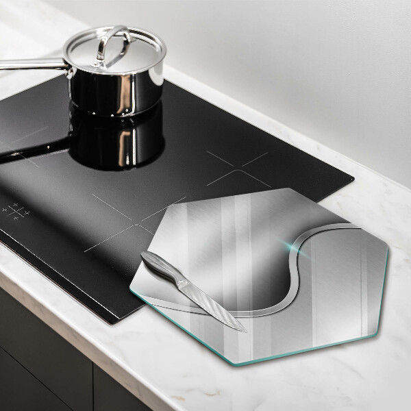 Skärbräda glas sexhörning Abstrakt silvermetall