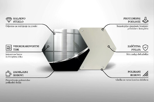 Skärbräda glas sexhörning Abstraktion med metall