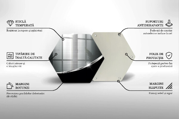 Skärbräda glas sexhörning Abstraktion med metall
