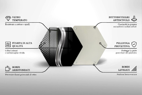 Skärbräda glas sexhörning Metallstruktur