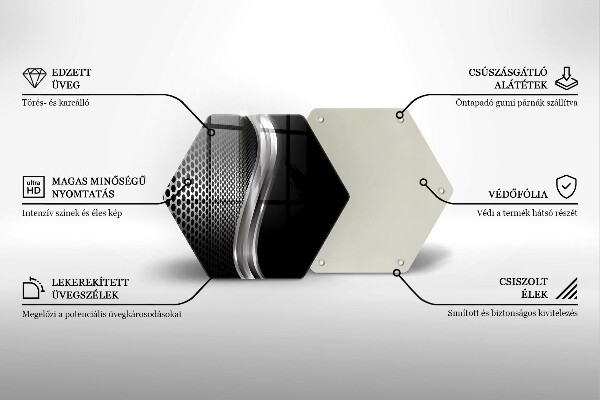 Skärbräda glas sexhörning Metallstruktur