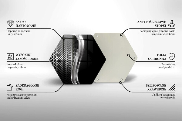 Skärbräda glas sexhörning Metallstruktur