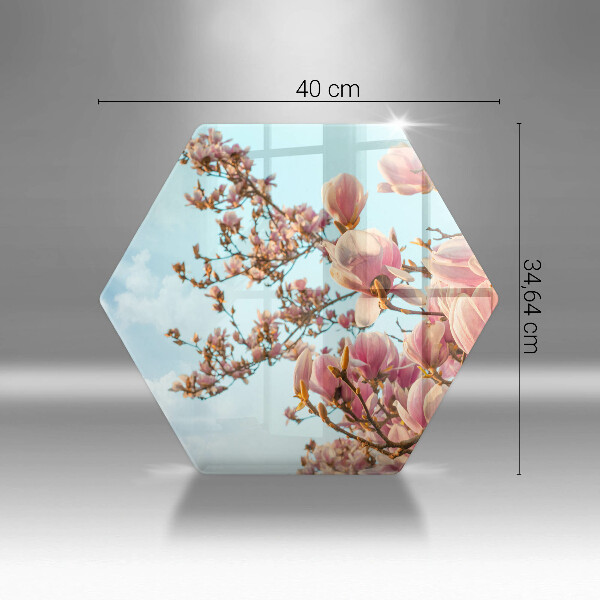 Skärbräda glas sexhörning Rosa blommor träd