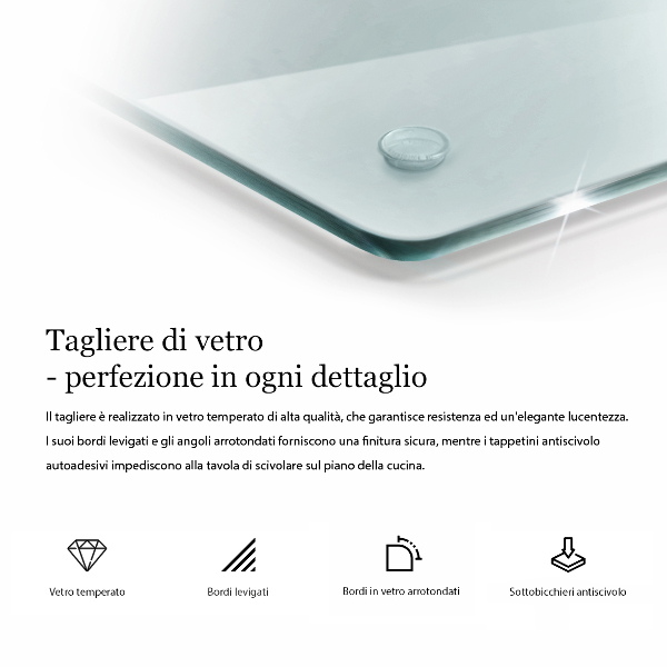 Skärbräda glas transparent 2x30x52 cm