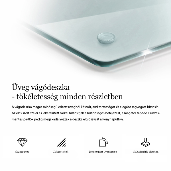 Skärbräda i glas transparent 2x30x52 cm