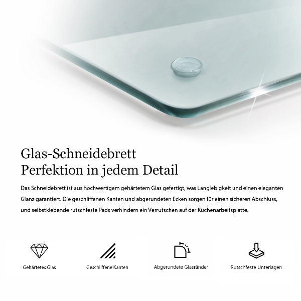 Skärbräda i glas 2x40x52 cm transparent