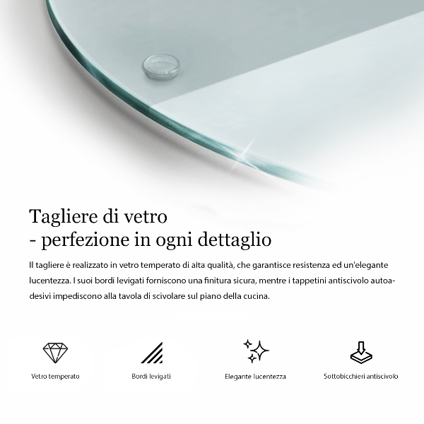 Skärbräda glas transparent fi30 cm