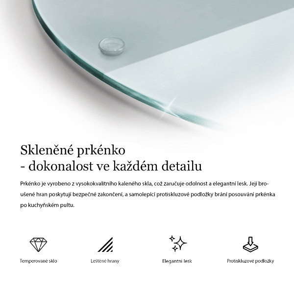 Skärbräda i glas rund 30 cm transparent