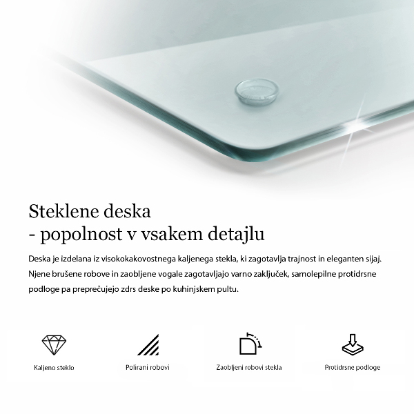 Skärbräda glas transparent 80x52 cm