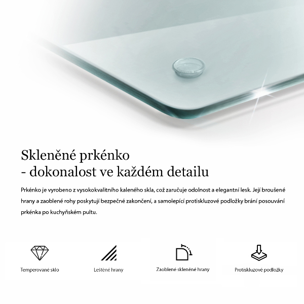 Skärbräda glas transparent 80x52 cm