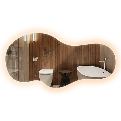 Asymmetrisk spegel med belysning unik 40x80