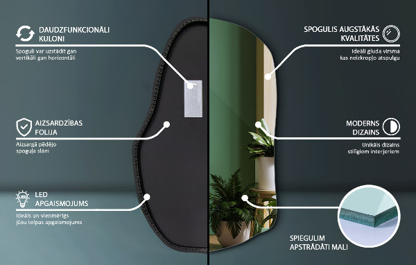 Spegel organisk form unik 100x65 cm