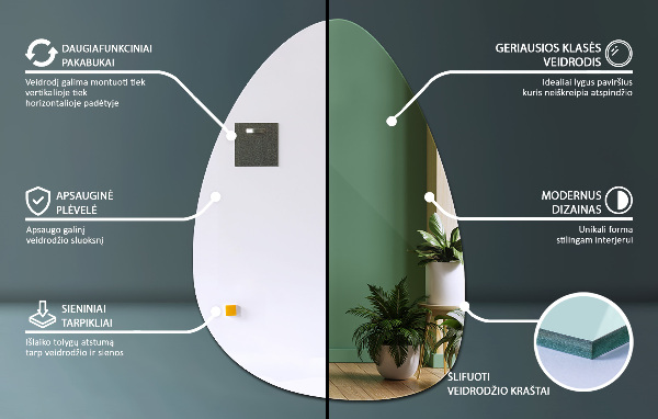 Ovoid spegel 64x90 cm