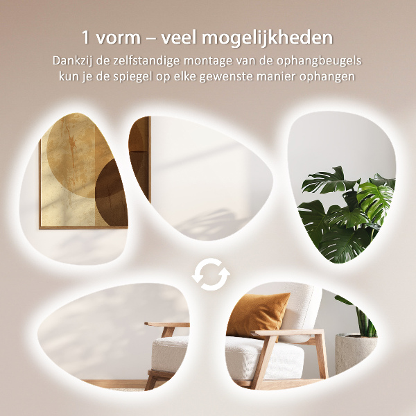 Äggformad LED-spegel 57x80 cm
