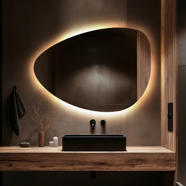 Äggformad LED-spegel 57x80 cm