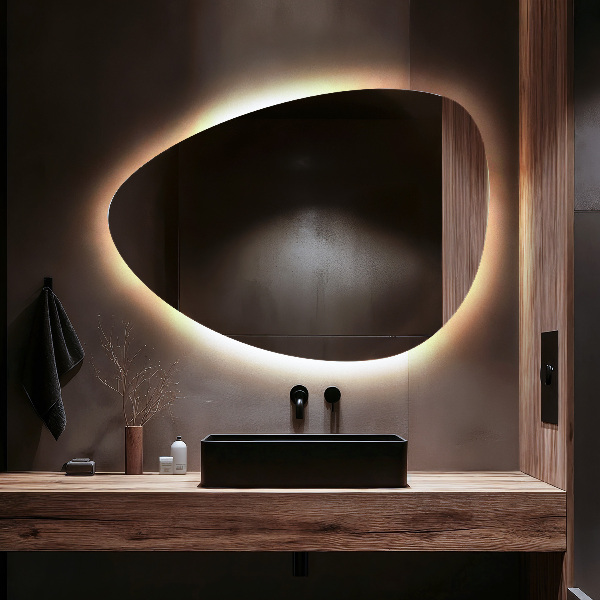 Äggformad LED-spegel 57x80 cm