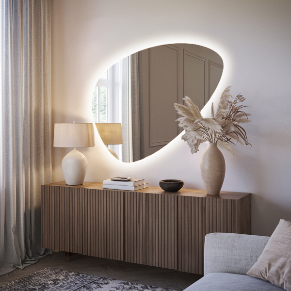 Ovoid LED-spegel 64x90 cm