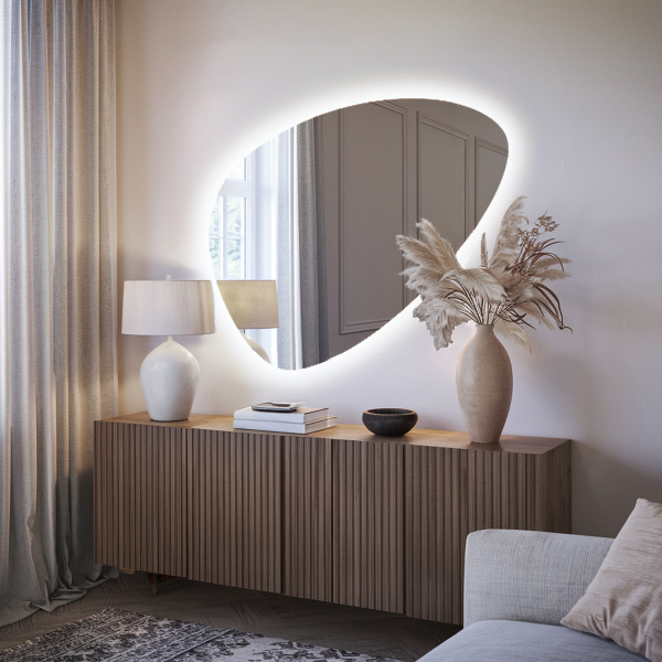 Ovoid LED-spegel 64x90 cm