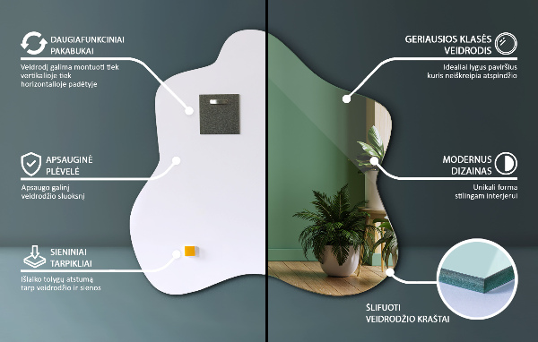 Spegel i form av en fläck unik 48x48 cm