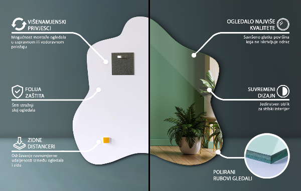 Spegel i form av en fläck unik 48x48 cm