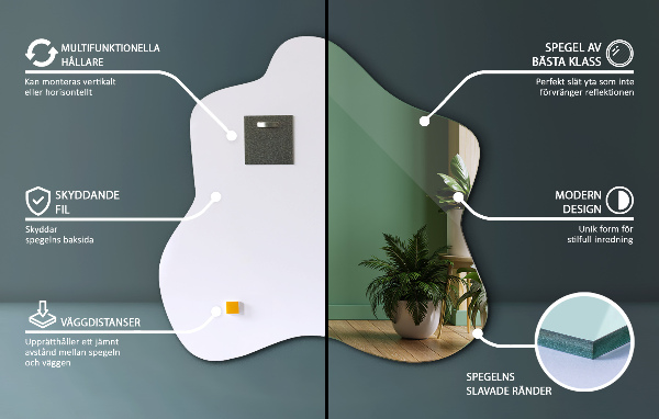 Spegel i form av en fläck unik 68x67 cm