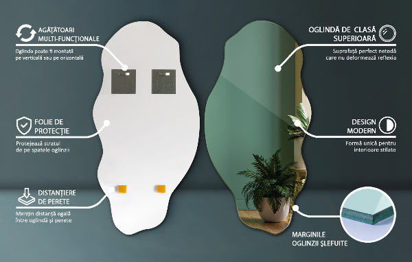 Spegel organisk form fläck 40x80